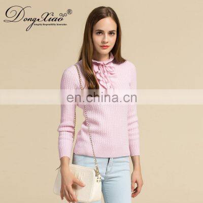 Wholesale Women's Keep Warm Pullover Pink Ladies Cable Cashmere Sweater photo-6