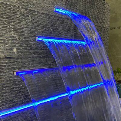 Best Selling Acrylic Garden Wall Sheer Descent Indoor and Outdoor Water Fountain  Water Curtain Pool Waterfall with Led Light
