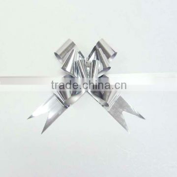 sliver metallic ribbon pull butterfly bow for wedding decorative