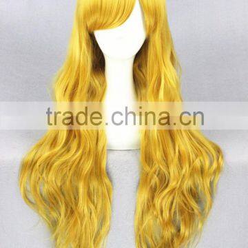 Wholesale High Quality 80CM Long Gold Wave Lolita Women Fashion Party Synthetic Hair Wig photo-3