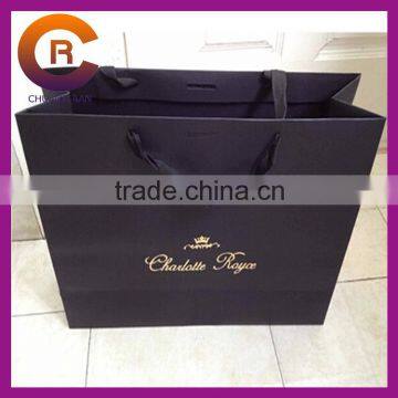 Glossy lamination gold printed custom paper bags with handles