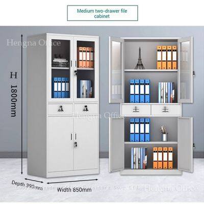 Multi-Functional Office Storage Cabinet – Combination Glass Doors & Drawers With Adjustable Shelving photo-4