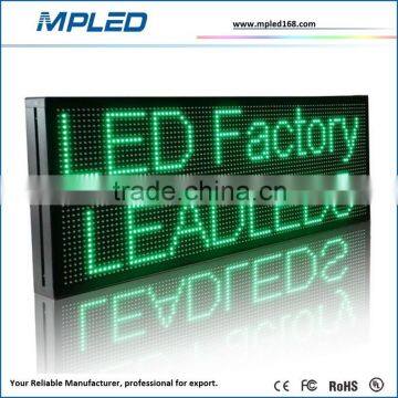 High quality 16"x40"Waterproof outdoor P10 SMD single green color LED display programmable led sign