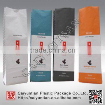 Poly plastic aluminium foil coffee bag with valve, Side gusset coffee bag wholesale, aluminum foil food packaging