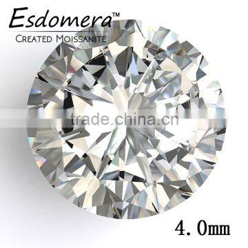 4.0mm Wholesale Esdomera White Color Moissanite Loose Stones Round Brilliant Synthetic Moissanite
