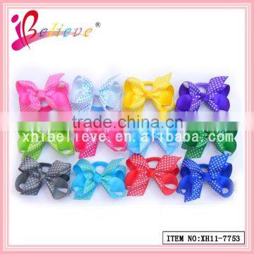 Latest fashion girls hair accessories wholesale elastic hair bow ribbon bands (XH11-7753)