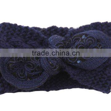 2015 Winter Newest Charm Women's Christmas Gift Knit Elastic Bow Knot Lace Flower Headband photo-4