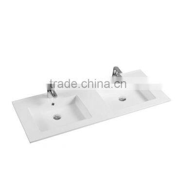 JETMAN Super Luxury Bathroom Design Ceramic Double Bowl Hand Washing Basin