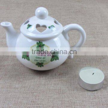 Unique Ceramic Tea Pot Shape With Custom Printing Candle Holder,tealight Holder
