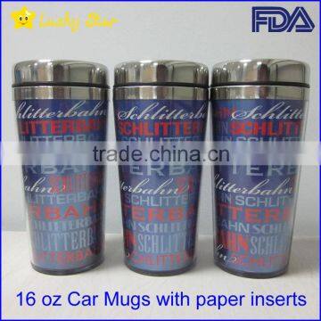 16OZ Travel Car Mugs With All Kinds of Paper Inserts FDA Standard