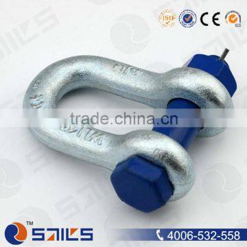 us type carbon steel 1045 drop forged electro galvanized bolt type D shackle