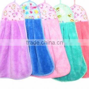 Microfiber Coral Velvet Ultra Soft Fleece Hangle Hand Towel