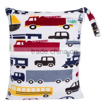 Two Pockets Printed Biaper Bag Washable Wetbag With Zipper photo-3