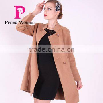 Spring Fashion Lapel Women Medium Length Slim Fit Wool Coat photo-5