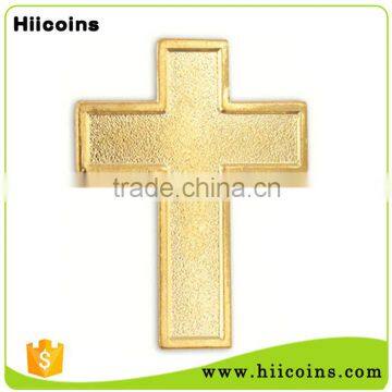 Wholesale Custom Blank Metal Gold Cross Lapel Pin Badge