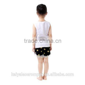 2016 YiWu Kaiya 100%Cotton Wholesale Golden A Dot Clothing Breathable Baby Clothing Sets photo-3