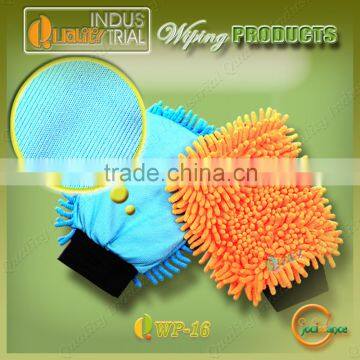 Ultrafine fiber material good qulaity chenille fabric gloves with free sample for sale