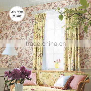 hot printing pure paper wall paper, luxury bold floral wallcovering for wall , sound proof wall paper manufacturer