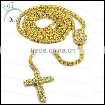 cheap gold hip hop cross pendant necklace rosary