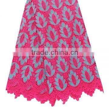 2016 New products lace fabric wholesale / fushia pink guipure cord lace / stones lace fabric african                        
                                                                                Supplier's Choice