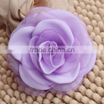 Mesh&satin burnt peony flowers,DIY hot sale fabric flowers for dressing