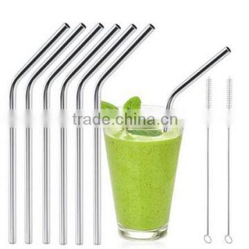 Straight reusable stainless steel drinking straws with Thread