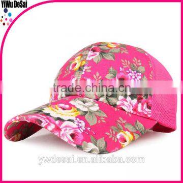 cheap Outdoor sun hat rose printed prevented bask in mesh hat