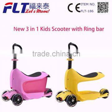 Popular multifunctional kids seat scooter with ring bar for baby fun