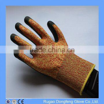 Black Palm PU Cut Resistant Gloves Orange HPPE Anti Cut Protection Gloves