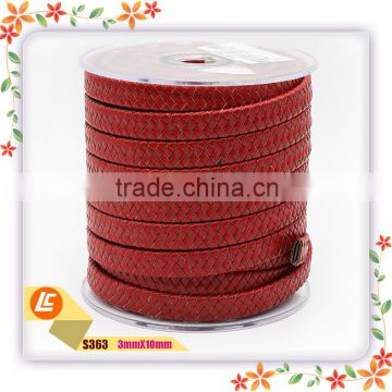 Wholesale red genuine fashion brand flat woven leather string