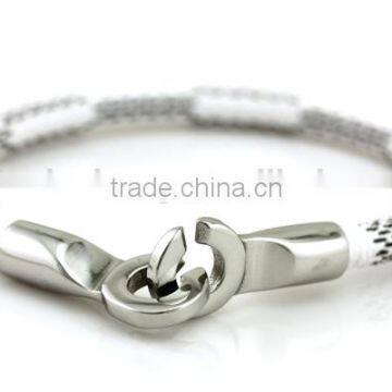 New Design White Snakeskin Leather Bracelet for Man and Women Single Wrap with Stainless Steel Buckle