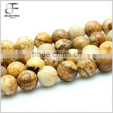 Natural Tumbled Picture Jasper Rock Stone Sandstone Brown Gemstone Gem Round Loose Beads Strand