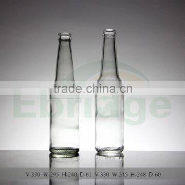 330ml clear empty glass beer bottles