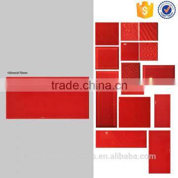 75x150 facing wall tiles, brick look red interior tile, glazed cheap indoor tile