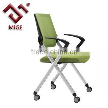 Green flex fabric folding chairs with wheels