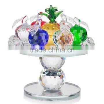 Custom colorful decoration k9 glass promotion pineapple with base crystal fruit figurine