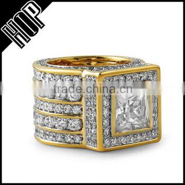 Hip Hop Iced Out Ring Square Gold Style