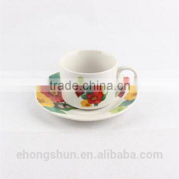 Elegant white porcelain coffee cup set, ceramic tea cup saucer for wholesale