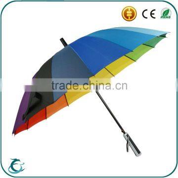 2015 hot selling auto open 16K rainbow straight umbrella big sun parasol