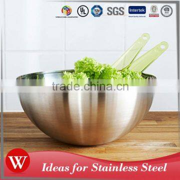 round shape Dia 12/20/28cm metal salad bowl heat resistant stainless steel bowl