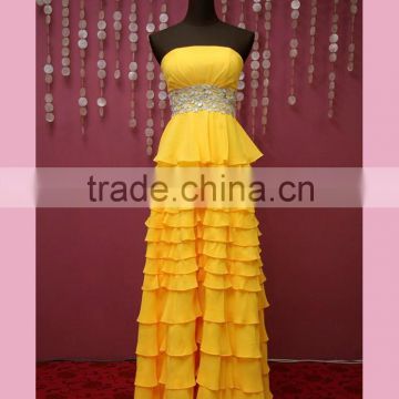 Strapless layered garden prom dress