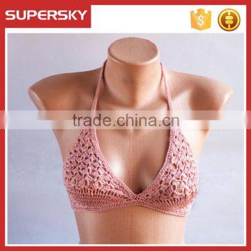 C629 Pink sexy ladies handmade crochet bra bikini