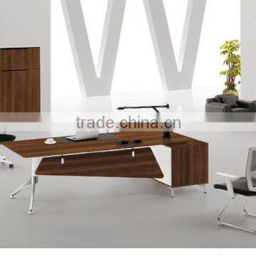 Modern dark walnut wood grain metal legs office desk and chair(FOH-SM2318-B)