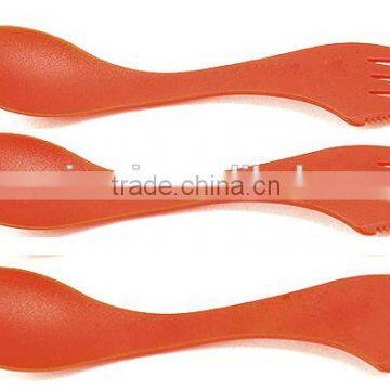 multi-function neon colored plastic spoon with knife