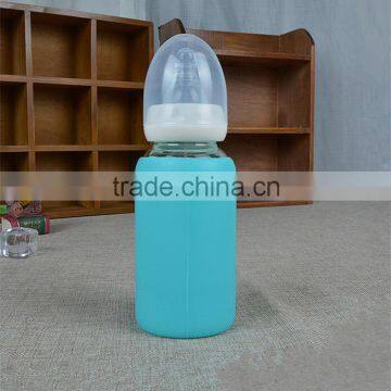 2015 fashion design glass milk bottle with nipple and lid,fatory promotion price of glass water milk bottle