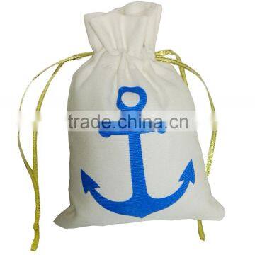 Mini fabric printed candy pouch with drawstring for wedding
