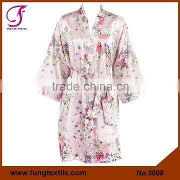 FUNG 3008 Women Floral Satin Bride Robe