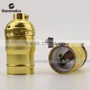 Golden Color Vintage Aluminum Lamp Holder E26 E27 Socket with Switch