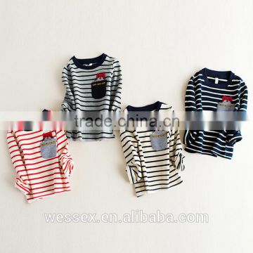 Striped cotton long sleeve pocket T shirt for Boys