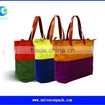 Colorful two-tone canvas tote bag